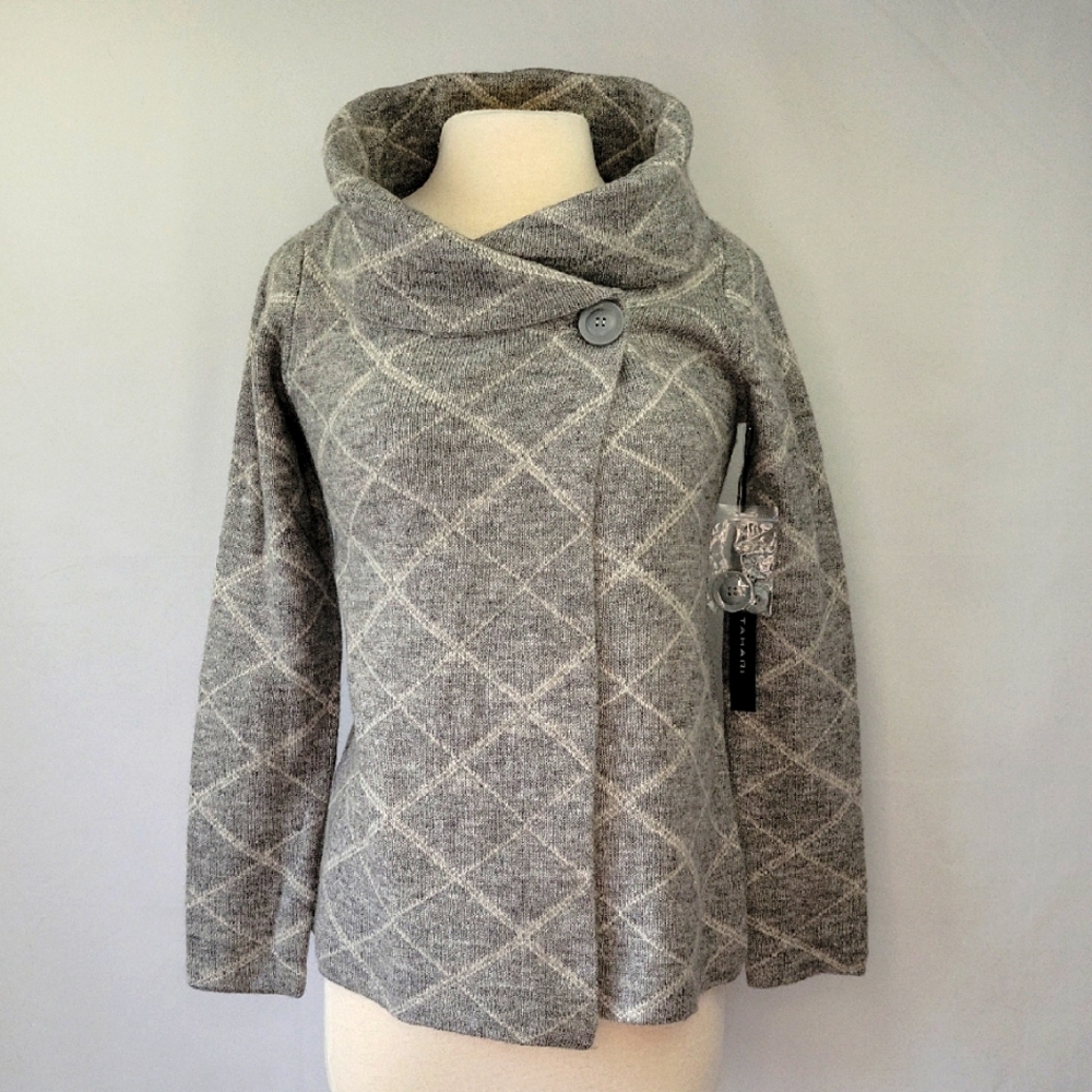 Talbots Wool Blend Open Cardigan Gray Size Small NWT